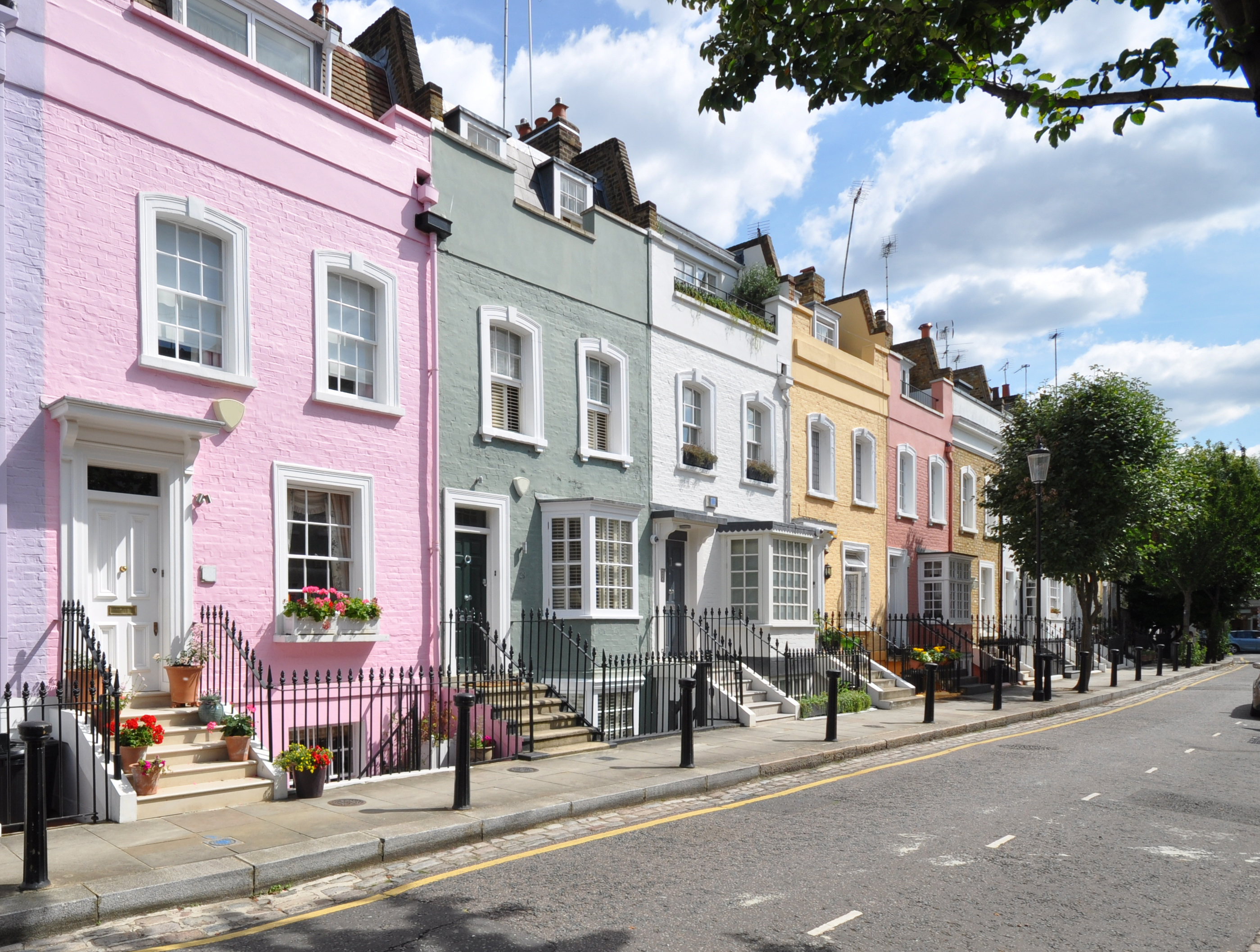Colorful terrace of registered properties