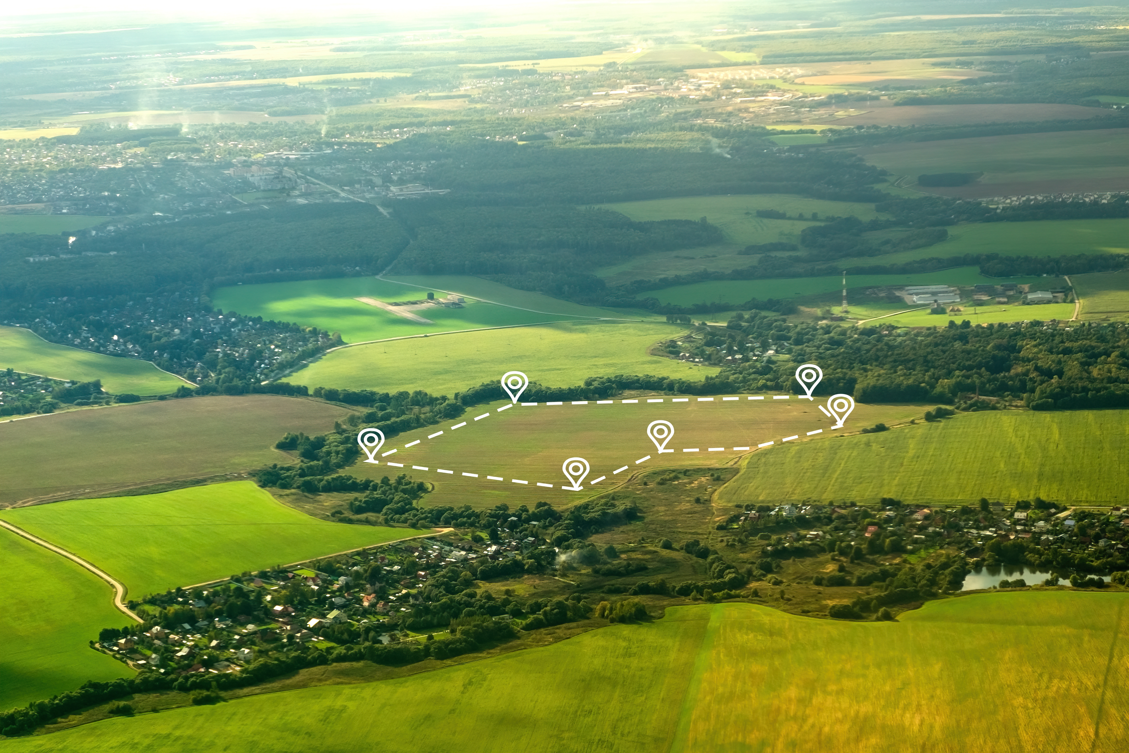 Aerial shot of small holding for sale 